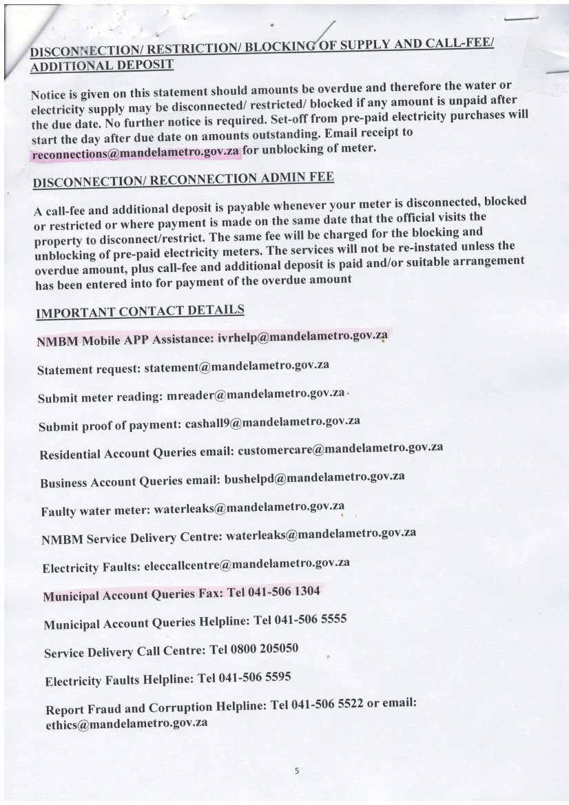 List of contacts NMBM